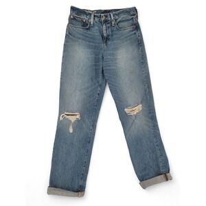 J.Crew Slouchy Boyfriend Jeans 26 Tall Distressed‎ 100% Cotton High Rise